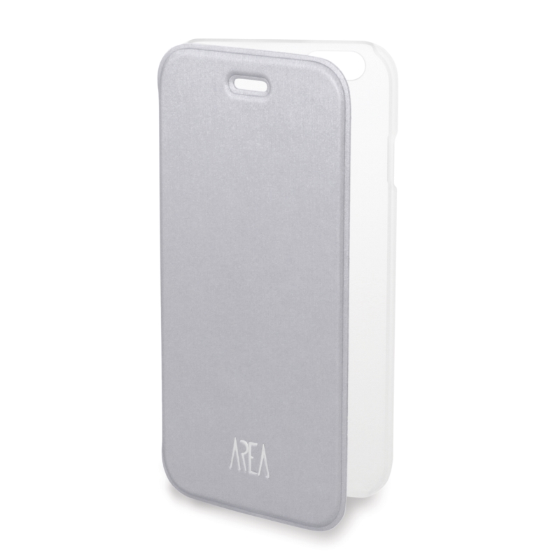 AREA Custodia cover a libro per iPhone 7 Area Bookcase trasparente e silver